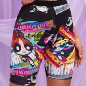 Power Puff Girls Graphic Ladies Biker Shorts Medium Multicolor